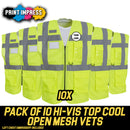 10 Hi-Vis Top Cool Open Mesh Vests