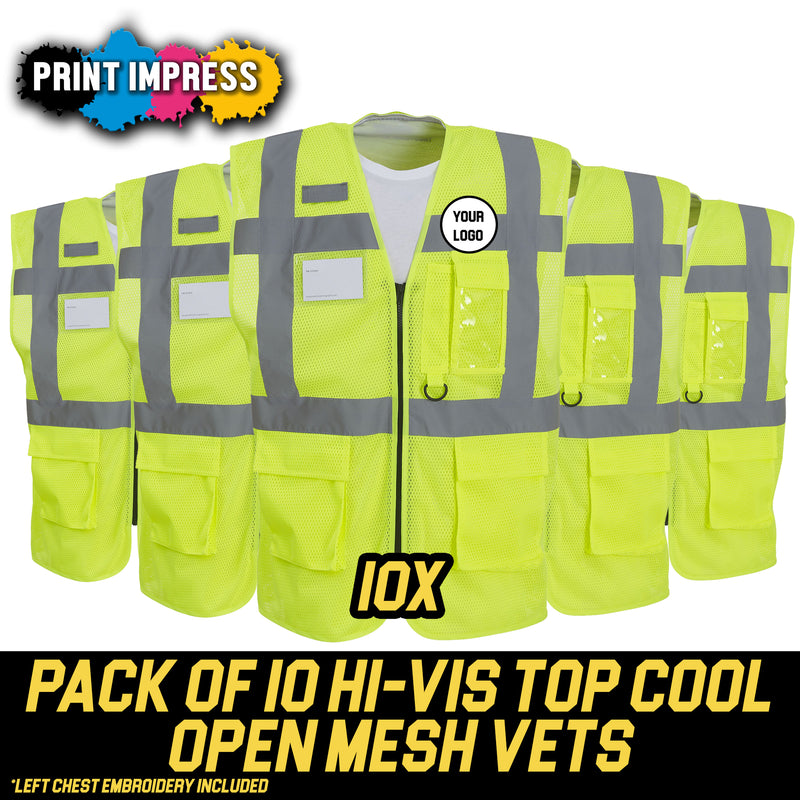 10 Hi-Vis Top Cool Open Mesh Vests