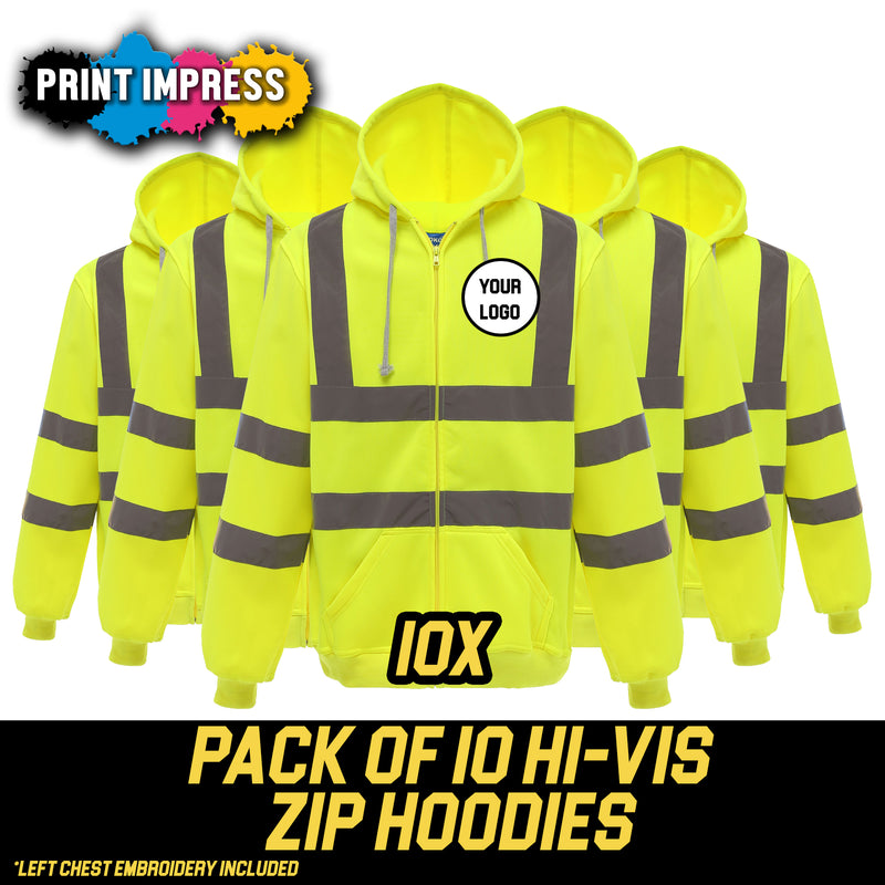 10 Hi-Vis Zip Hoodies